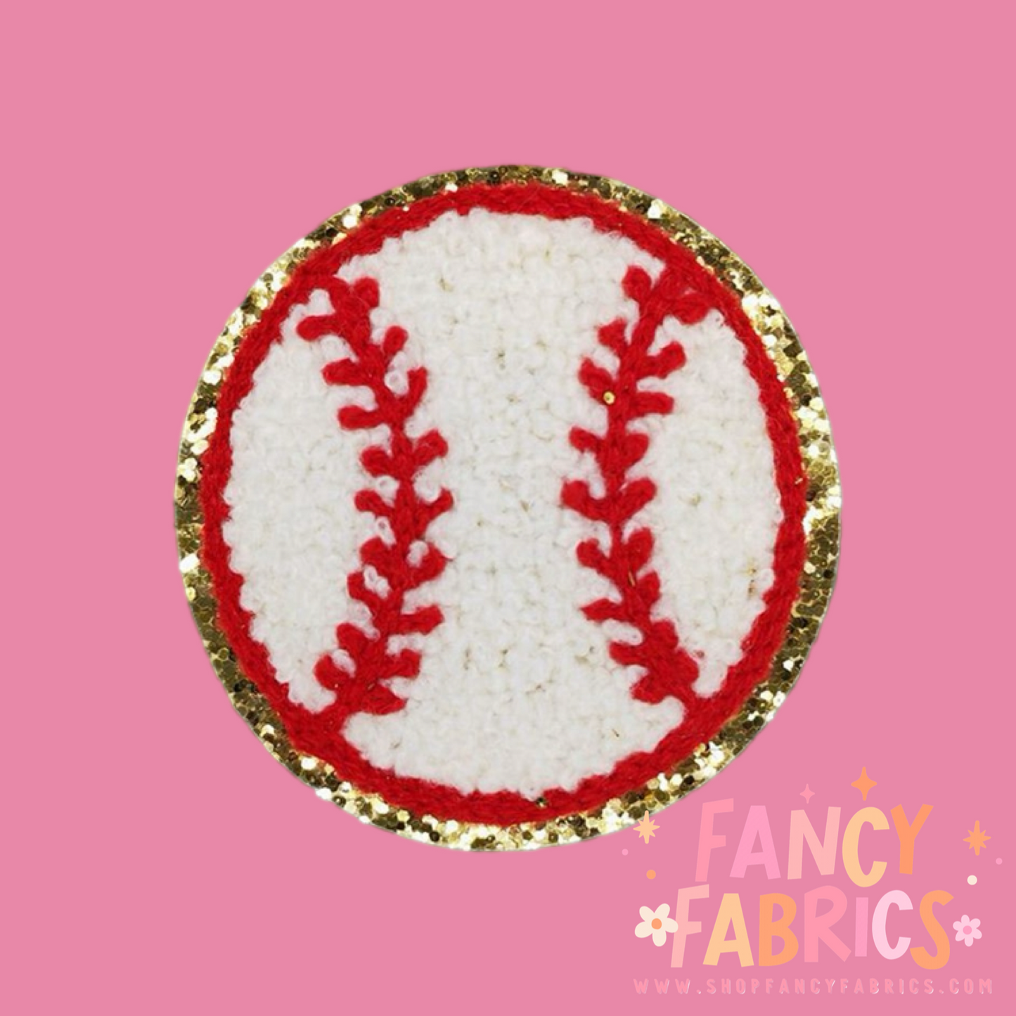 Glitter baseball iron on patch