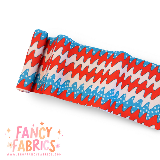 Wavy Stars | 5"xWOF Strip | Thin Scuba | Ready To Ship
