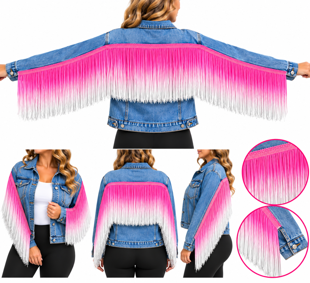 Hot Pink + White | Ombré Fringe | By The Yard