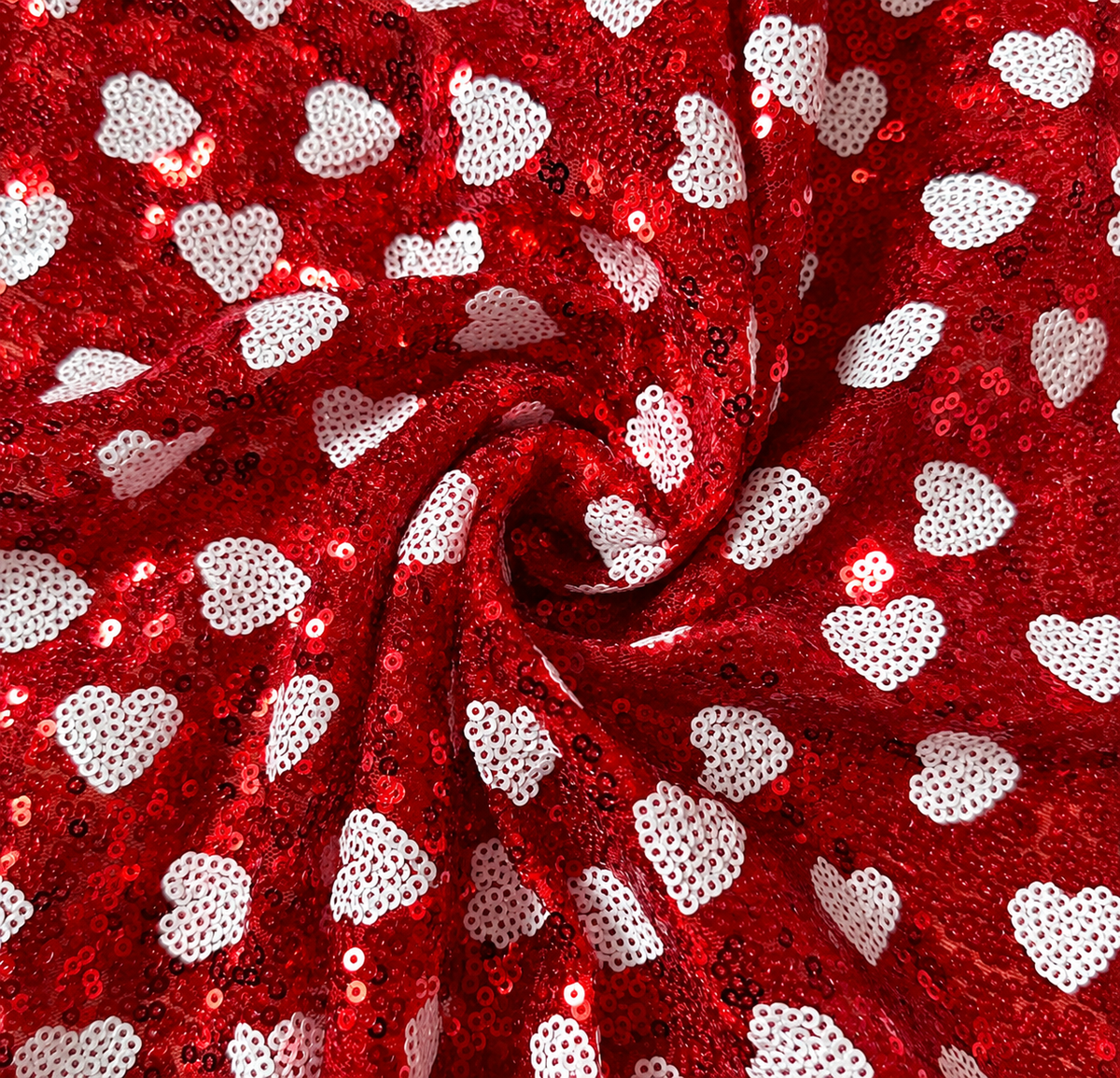 Red | Heart Sequin Mesh | Ready To Ship