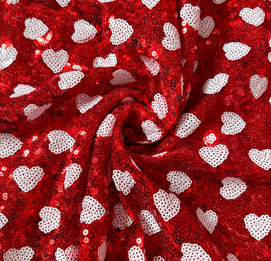 Red | Heart Sequin Mesh | Ready To Ship