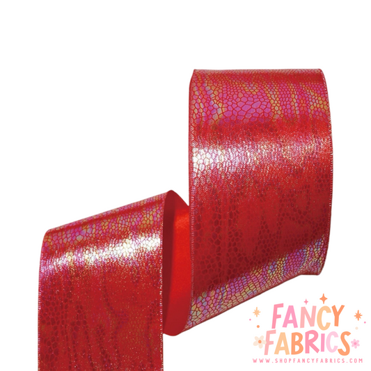 Red Snakeskin | 3" Single Sided | Holographic Ribbon | Ready To Ship