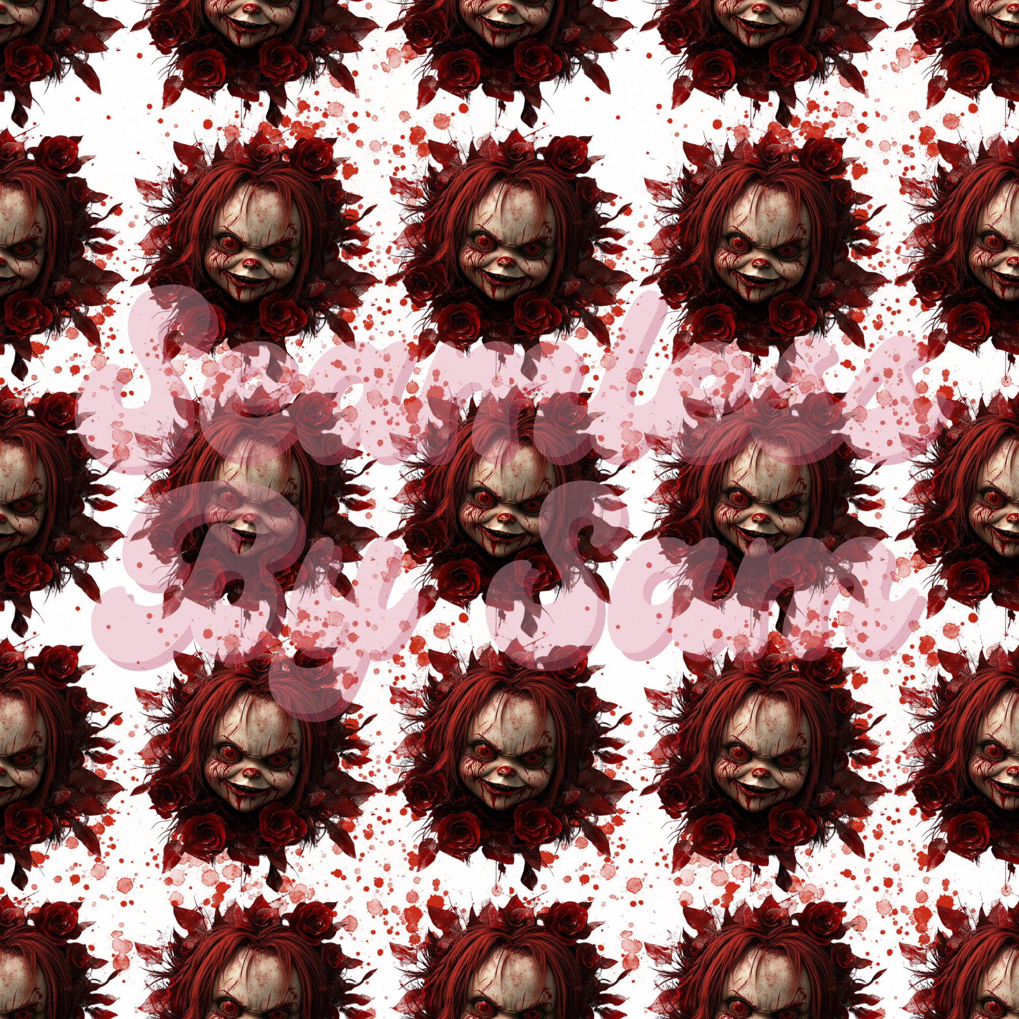 Chucky Floral (Blood Splatter) | Seamless File | Digital Download