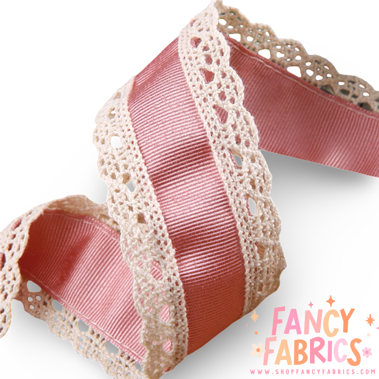 Soft Pink | 1.5" Single Sided | Lace Grosgrain Ribbon | Ready To Ship