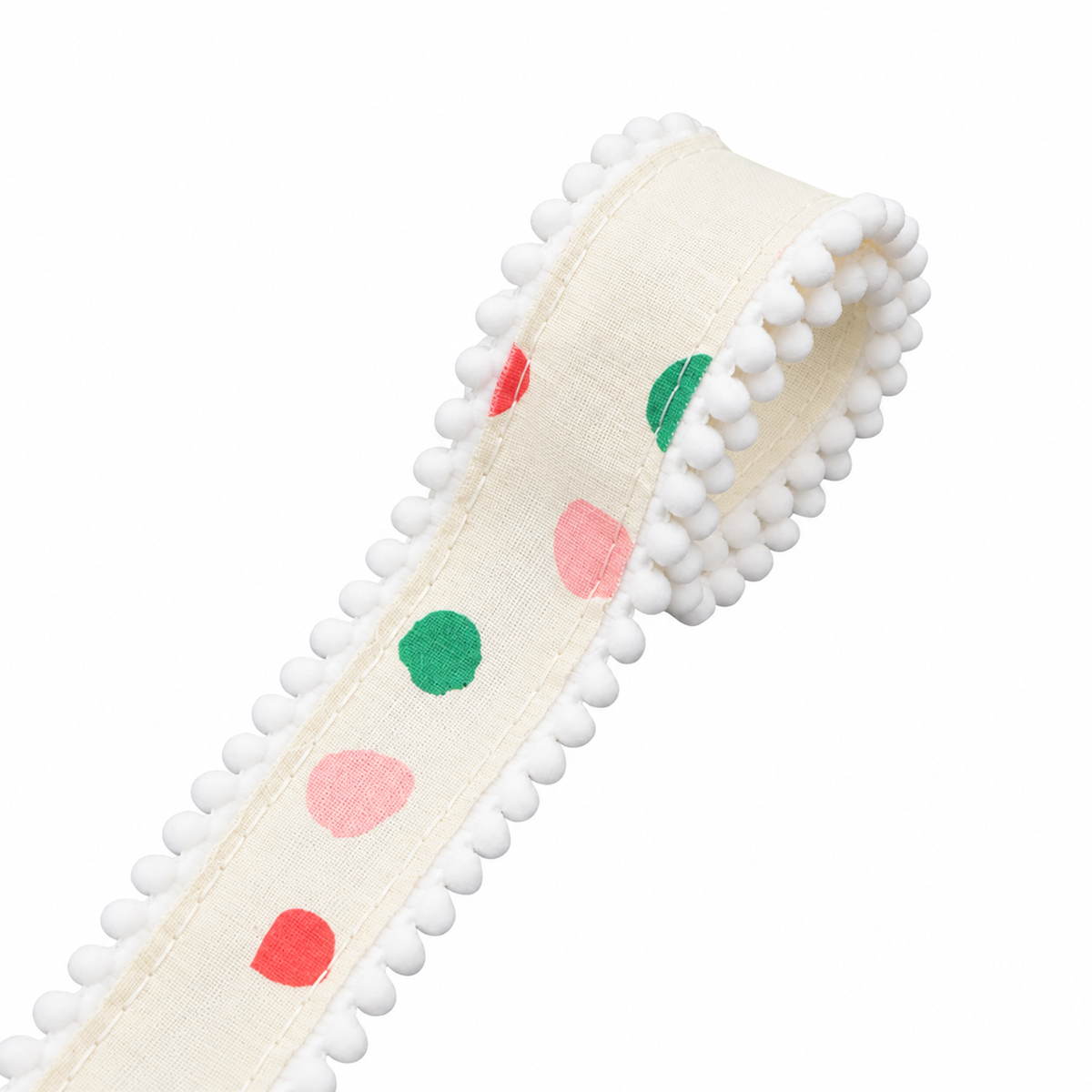 Polka Dots | 1.5" Single Sided | Pom Pom Ribbon | Sold By The Yard | Ready To Ship