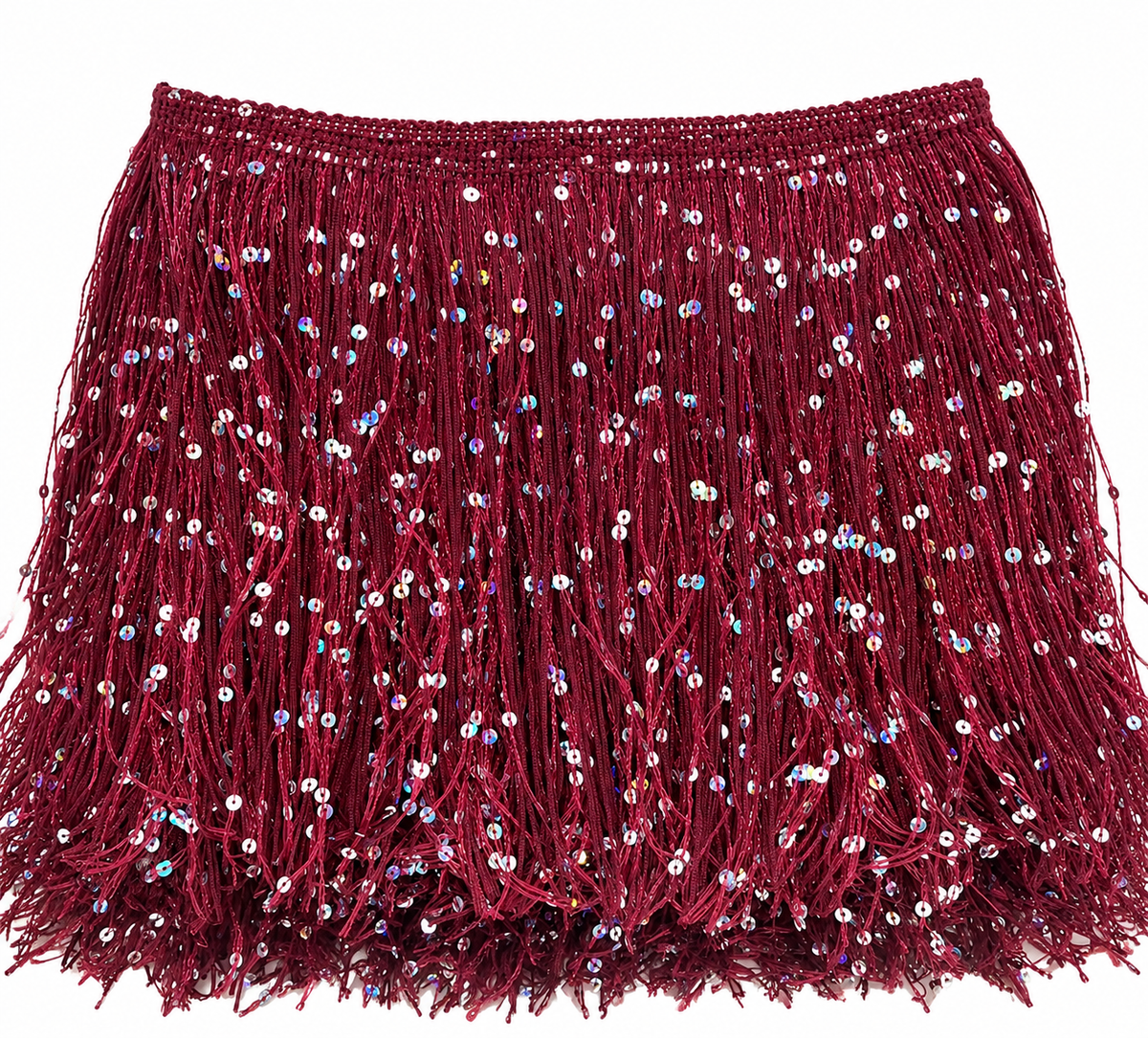 Maroon | Sequin Fringe | By The Yard