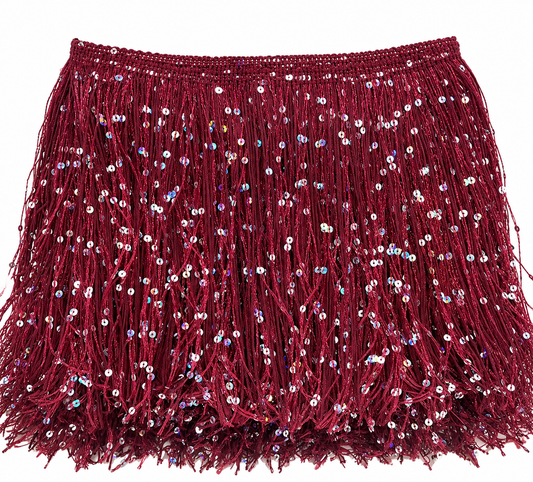 Maroon | Sequin Fringe | By The Yard