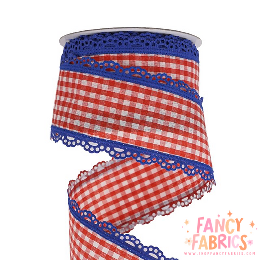 Red + Blue Plaid | 2.5" Single Sided | Ribbon | Ready To Ship