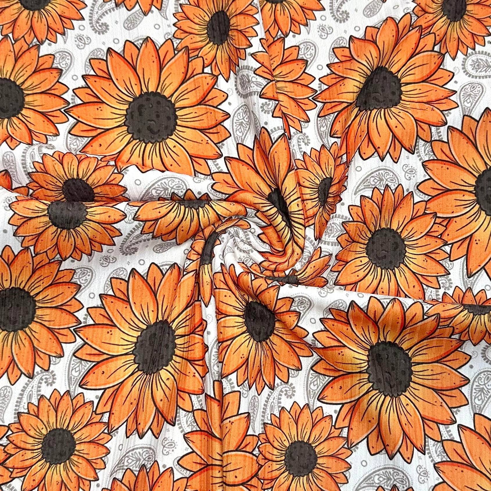 Paisley Sunflowers | 6x6 Scaling | Skinny Rib | Ready To Ship
