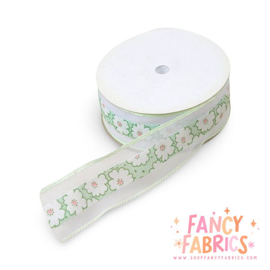 Green | 1.5" | Flower Mesh Ribbon | Ready To Ship
