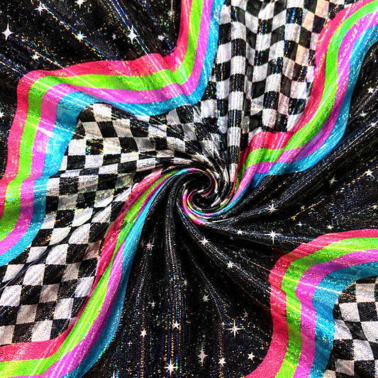 Groovy Waves (Checkers) | 6x6 Scaling | Printed Holographic | Ready To Ship