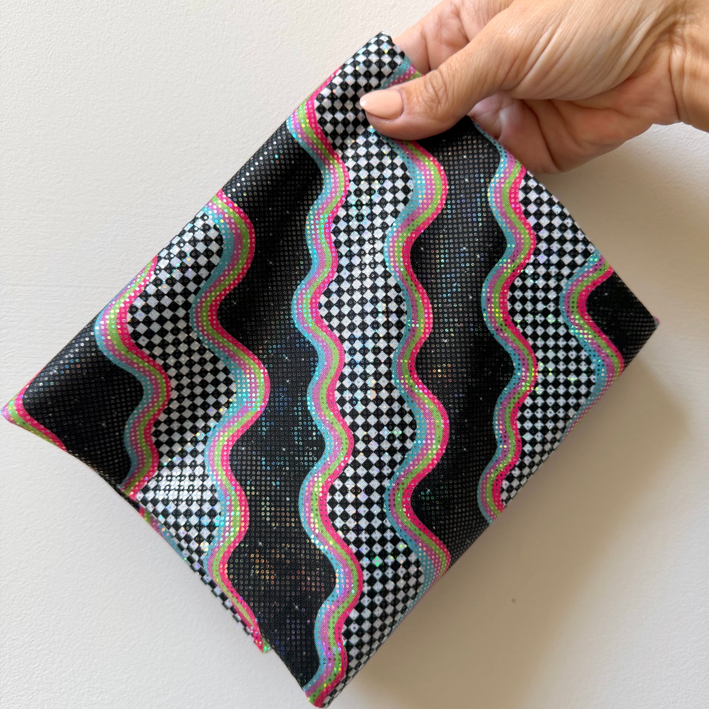 Groovy Waves (Checkers) | 4x4 Scaling | Printed Shattered Holographic | Ready To Ship