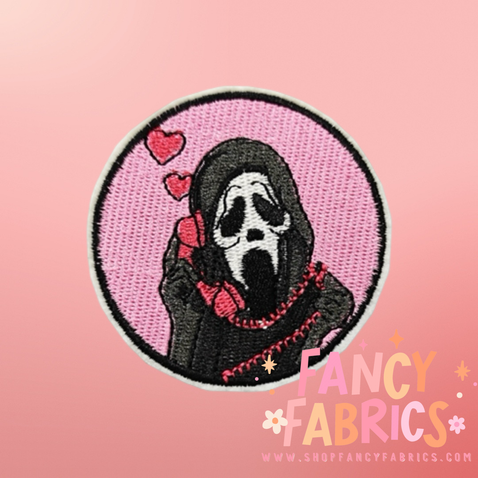 ghost face round iron on patch