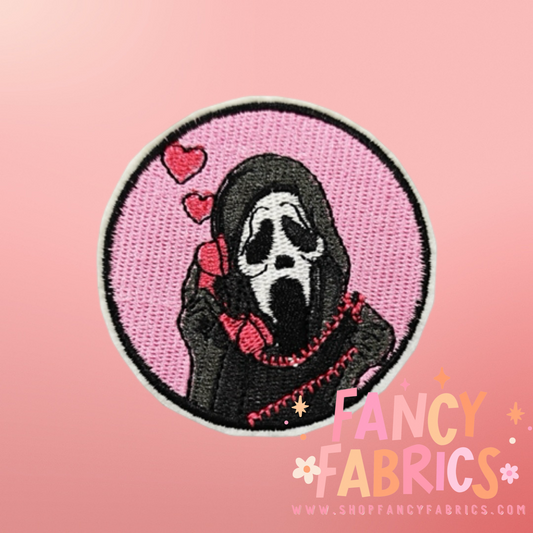 ghost face round iron on patch