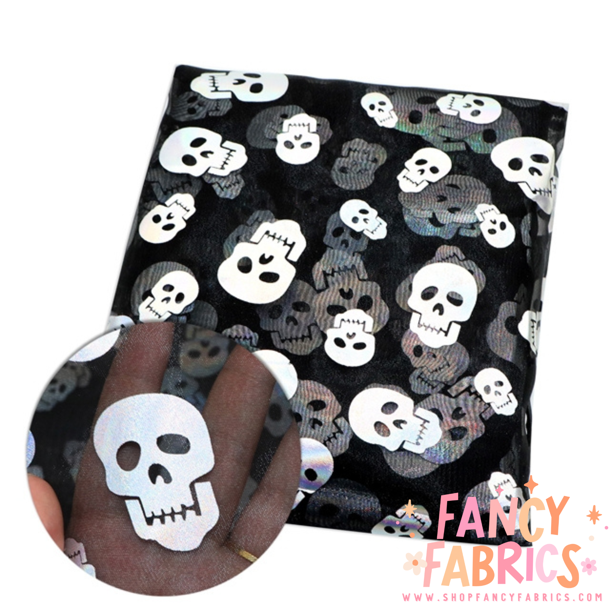 Holo Skulls | Organza Mesh | Ready to Ship