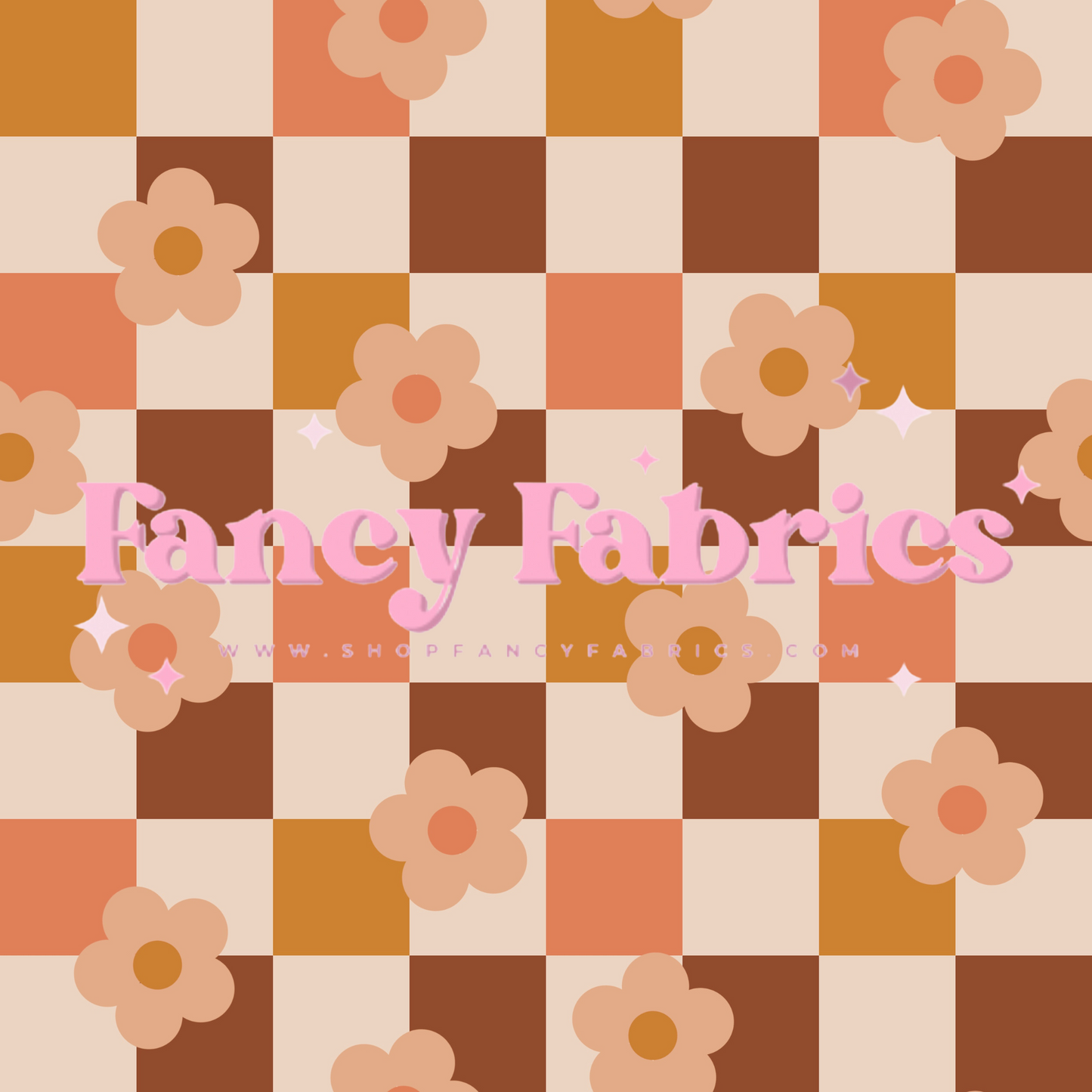 Lauren Liza Designs | Autumn Checkers Daisies 1 | PREORDER | By The Yard