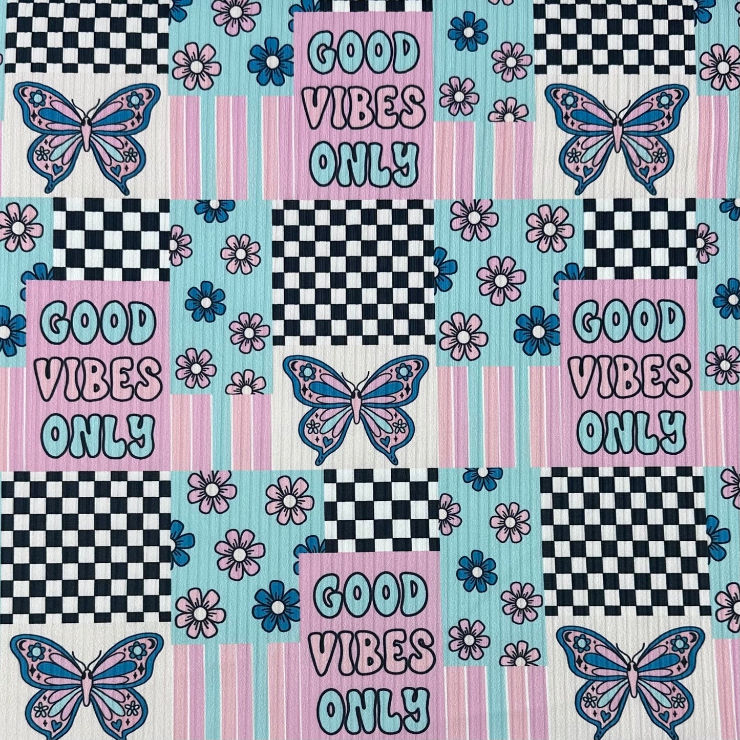 Good Vibes Patchwork | 8x8 Scaling | Skinny Rib | Ready To Ship