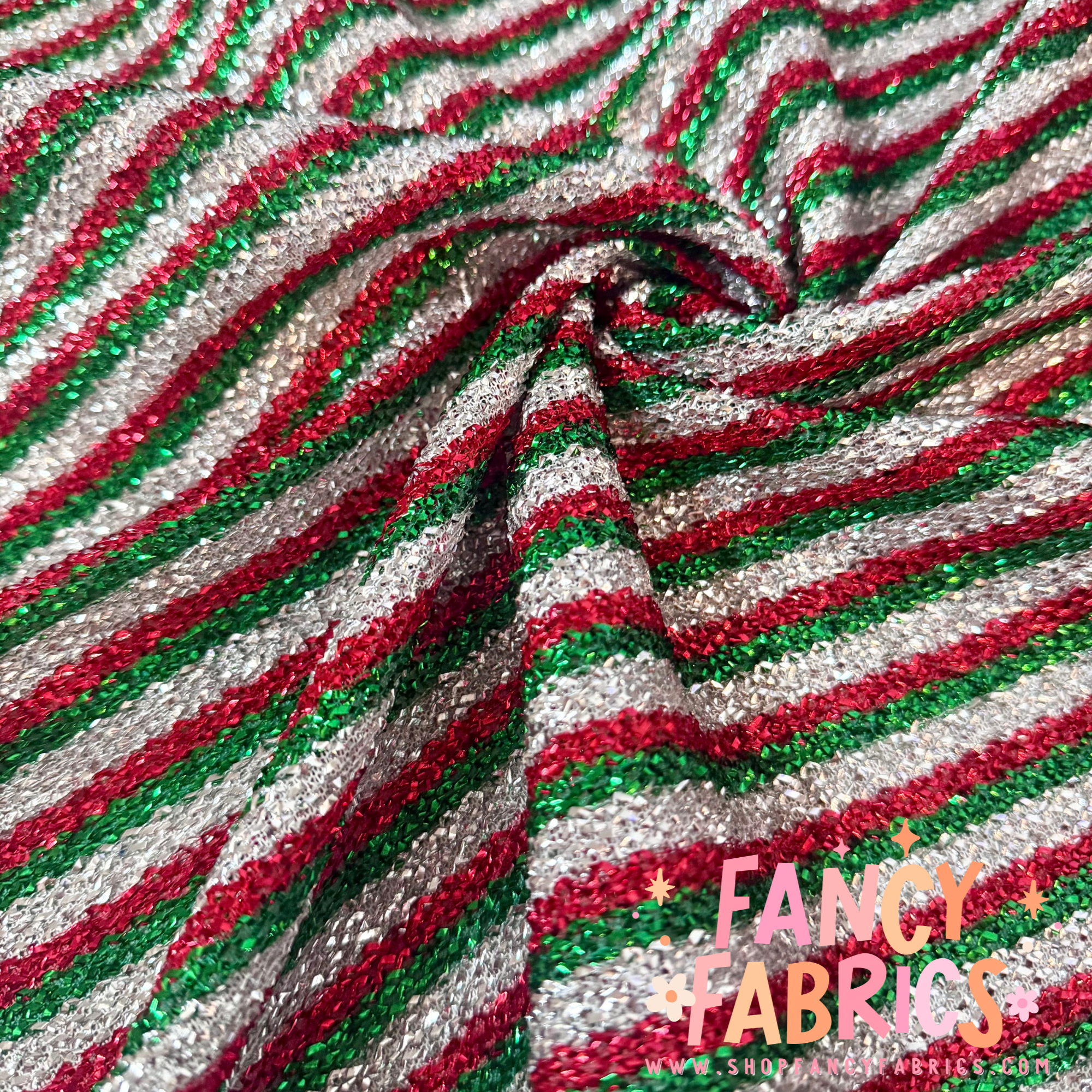 Christmas Stripes | Tinsel Fabric | Ready To Ship