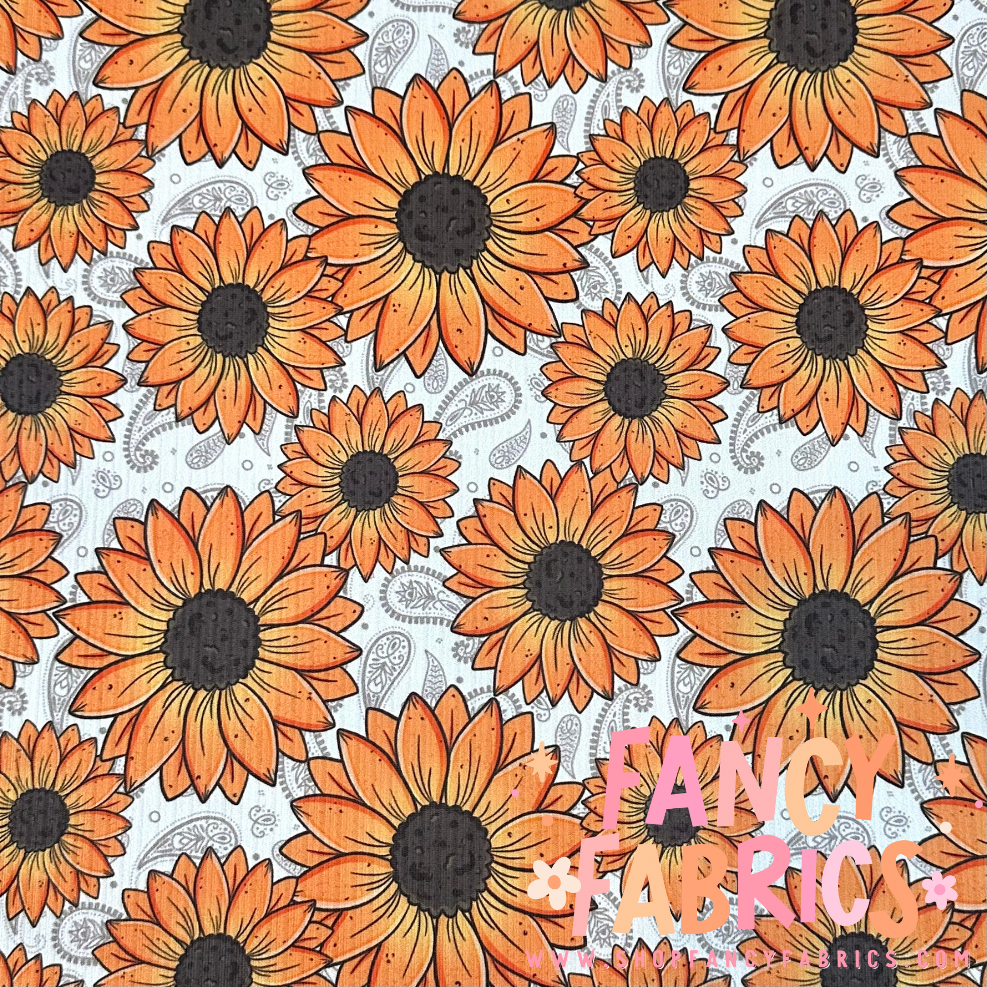 Paisley Sunflowers | 6x6 Scaling | Skinny Rib | Ready To Ship