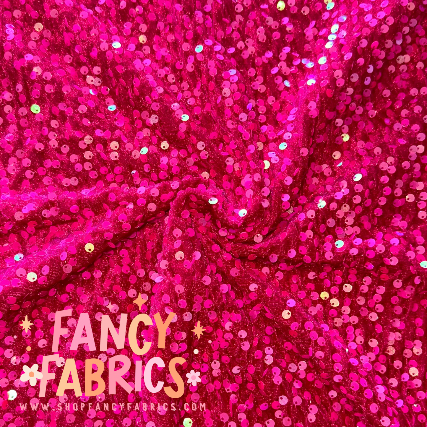 Bright Pink | Stretch Sequin Velvet