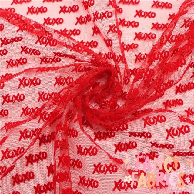XOXO (Red) | Flocked Mesh | Ready To Ship