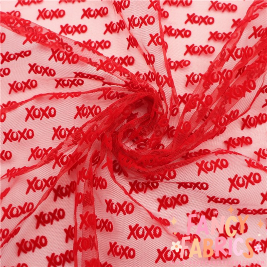 XOXO (Red) | Flocked Mesh | Ready To Ship