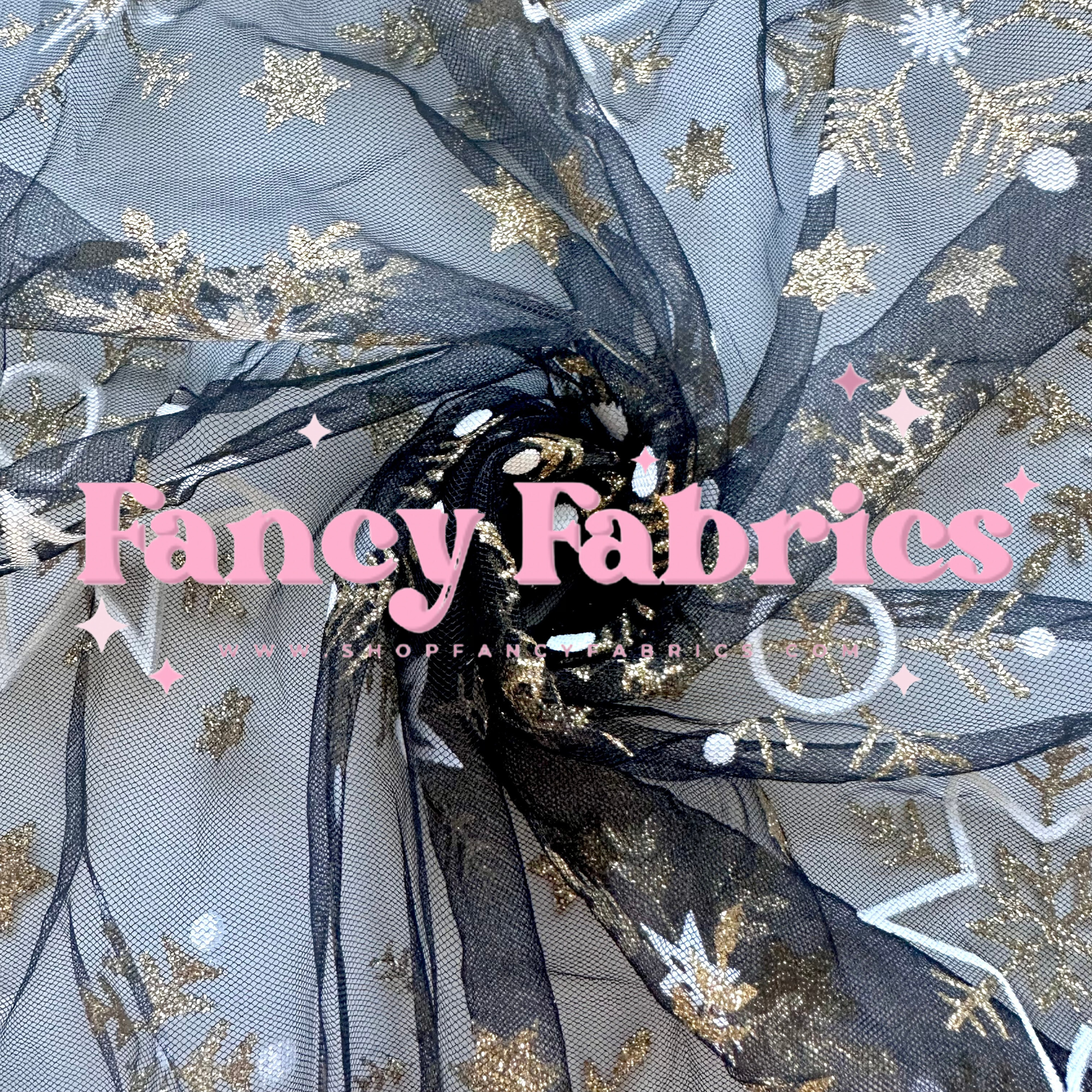 Black Sparkle Snowflakes | Mesh | Ready To Ship