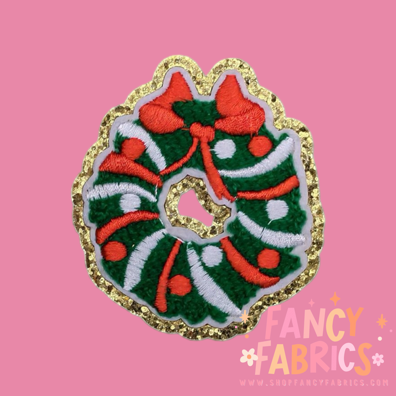 Christmas Wreath iron on patch