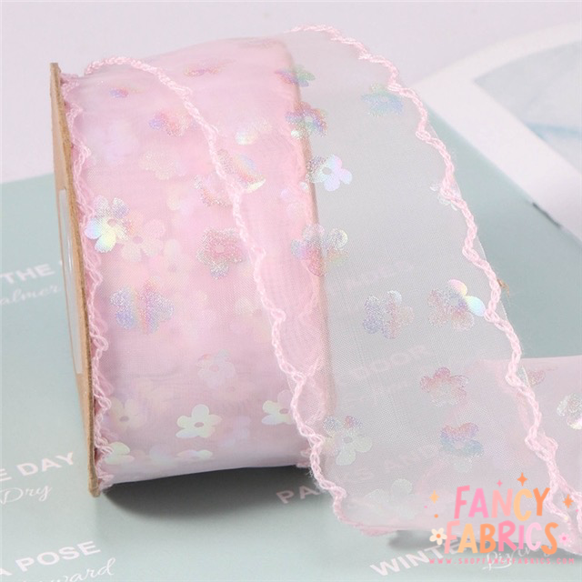 Spring Floral (Holo) | 1.5" Moon Ribbon | Ready To Ship