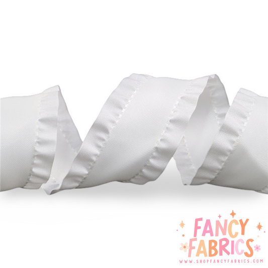 White | 1.5" | Ruffle Ribbon | Ready To Ship