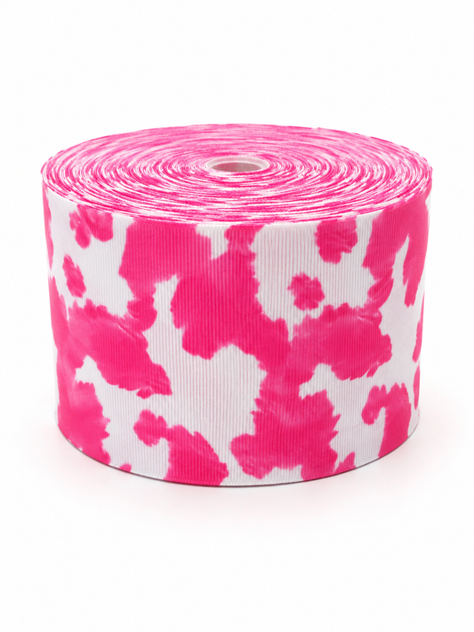 Hot Pink Cow | 3" Single Sided | Printed Ribbon | Ready To Ship