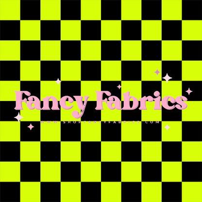 Neon Yellow Checkers | PREORDER | By The Yard