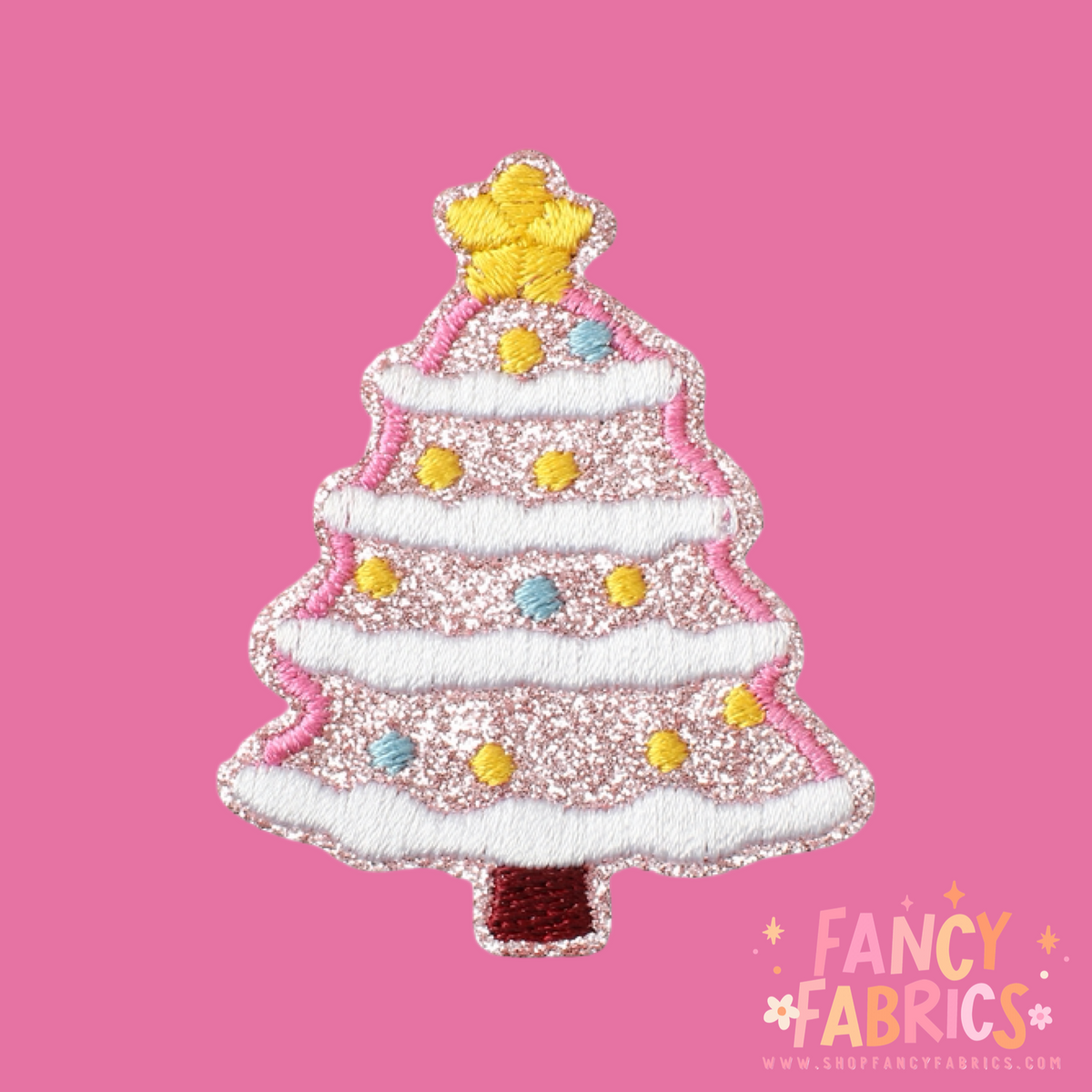 Pink Glitter Christmas Tree | Iron On Patch