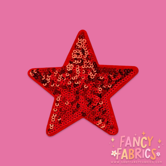 Red Sequin Star | Iron On Patch | Ready To Ship