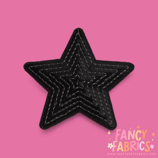 Black Sequin Star | Iron On Patch