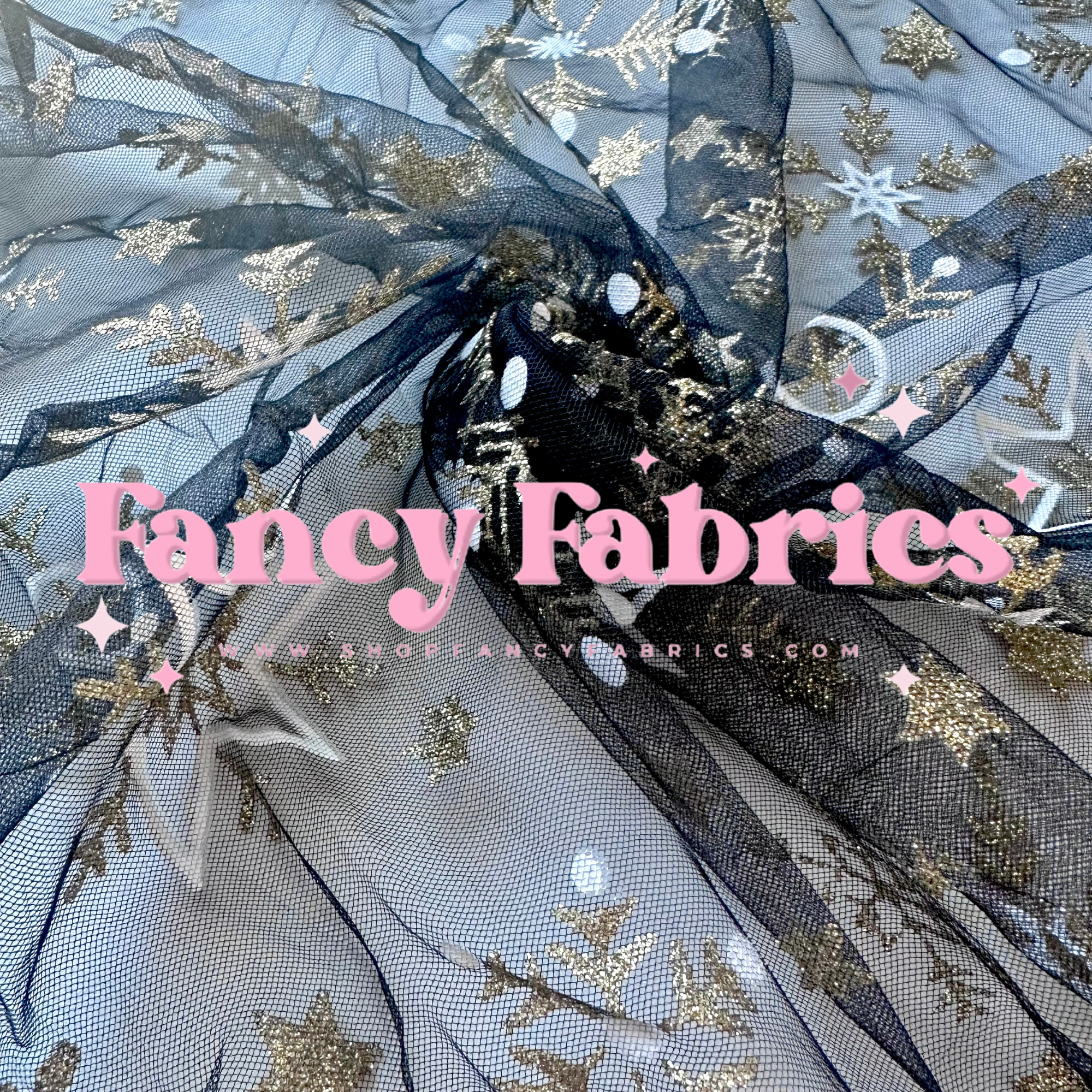 Black Sparkle Snowflakes | Mesh | Ready To Ship