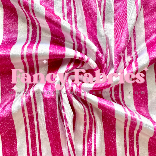 Faux Glitter Candy Cane Stripes | Plush Stretch Velvet
