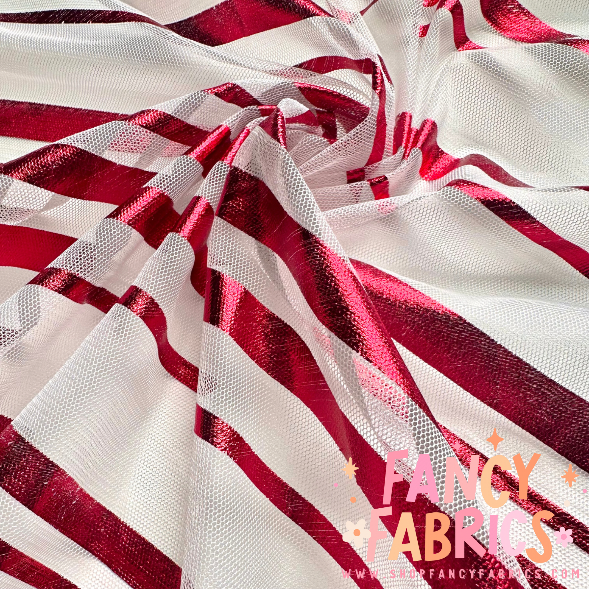 Candy Cane Stripes | Stretch Mesh | Ready To Ship
