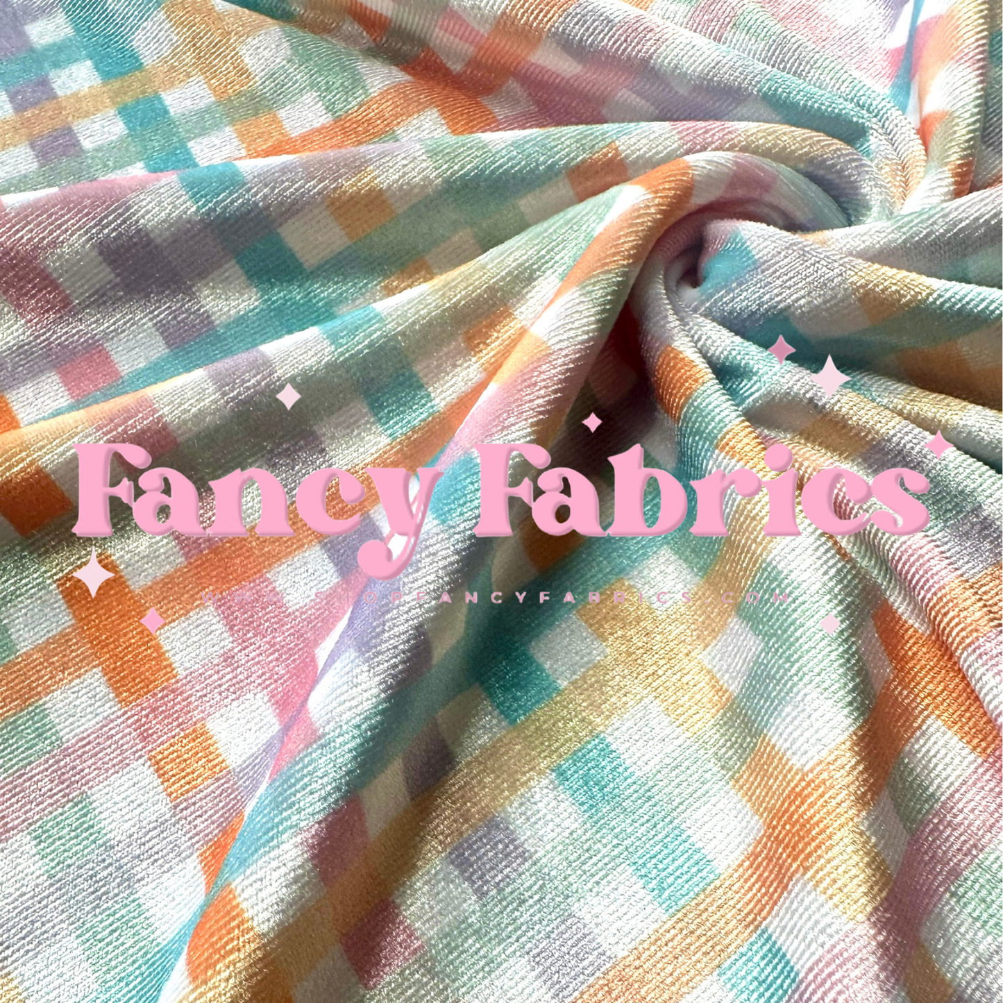 Rainbow Plaid | 4x4 Scaling | Plush Stretch Velvet | Ready To Ship