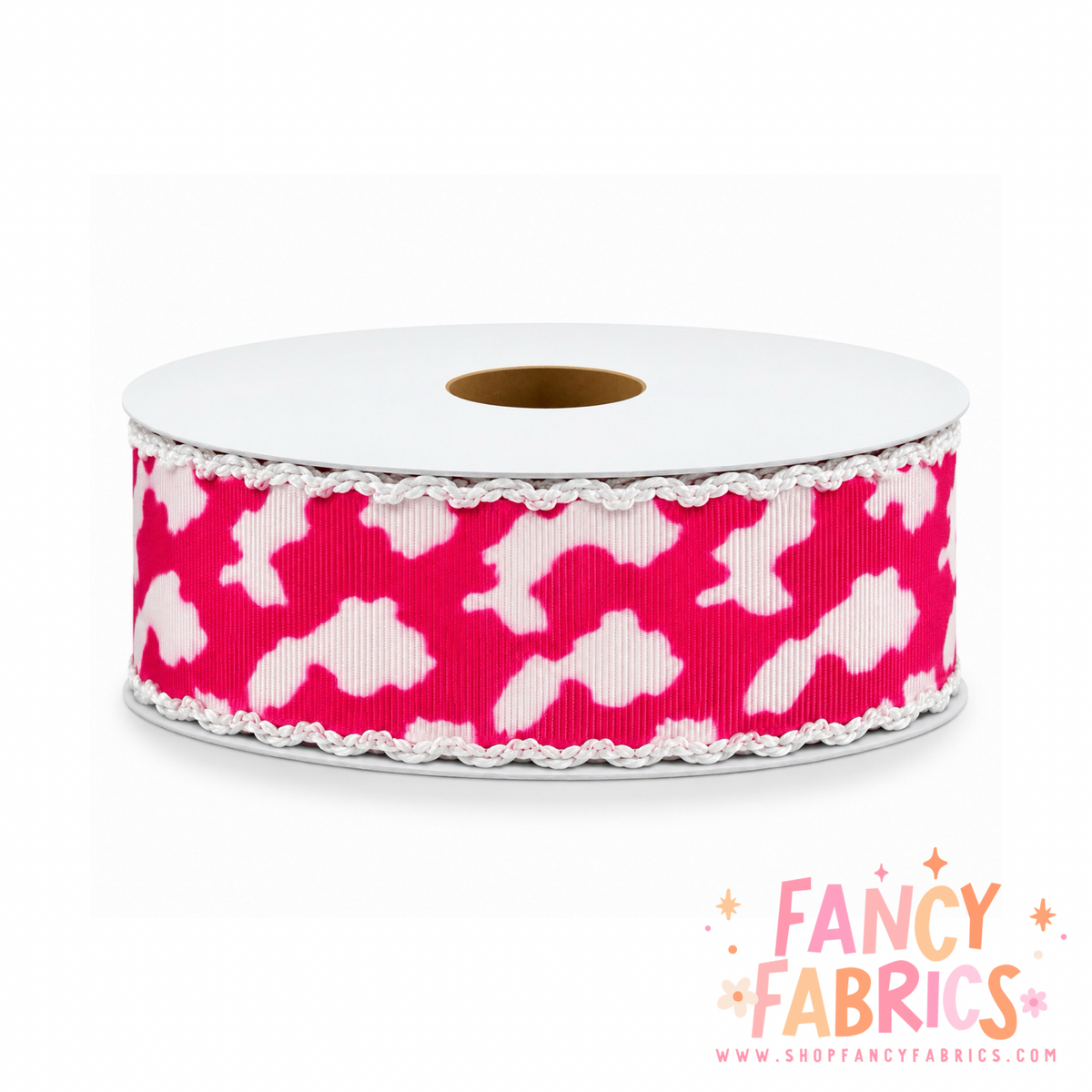 Pink Cow Print | 2" Single Sided | Moonstitch Printed Ribbon | Ready To Ship
