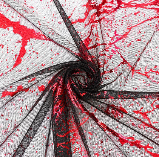 Blood Splatter (Black) | Stretch Mesh | Ready To Ship