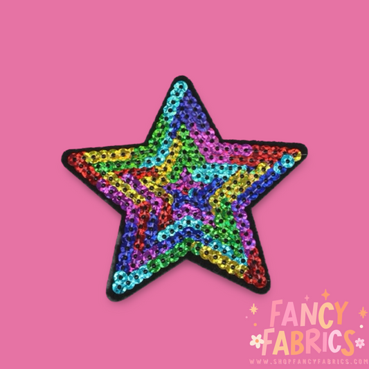 Rainbow Sequin Star | Iron On Patch