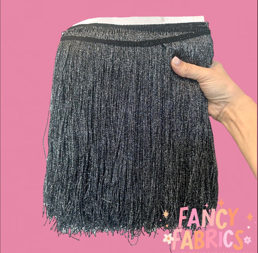 Black | XL Metallic Fringe | Ready To Ship