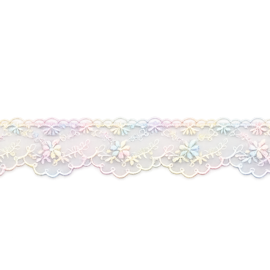 Rainbow Floral | Embroidered Lace Trim | Ready To Ship