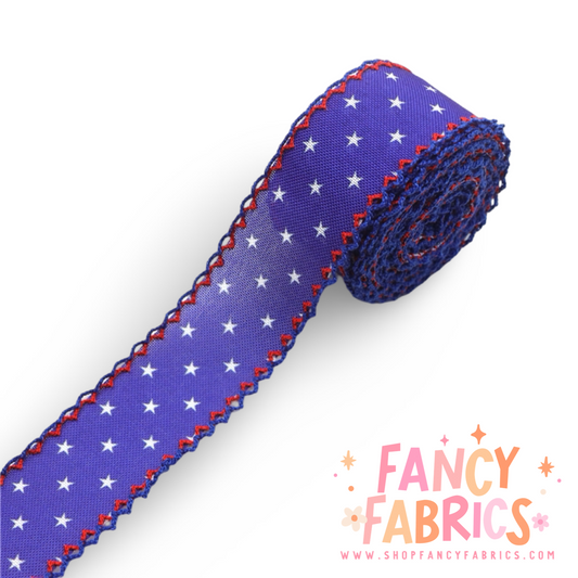 Blue Stars | 1.5" Double Hook Ribbon | Ready To Ship