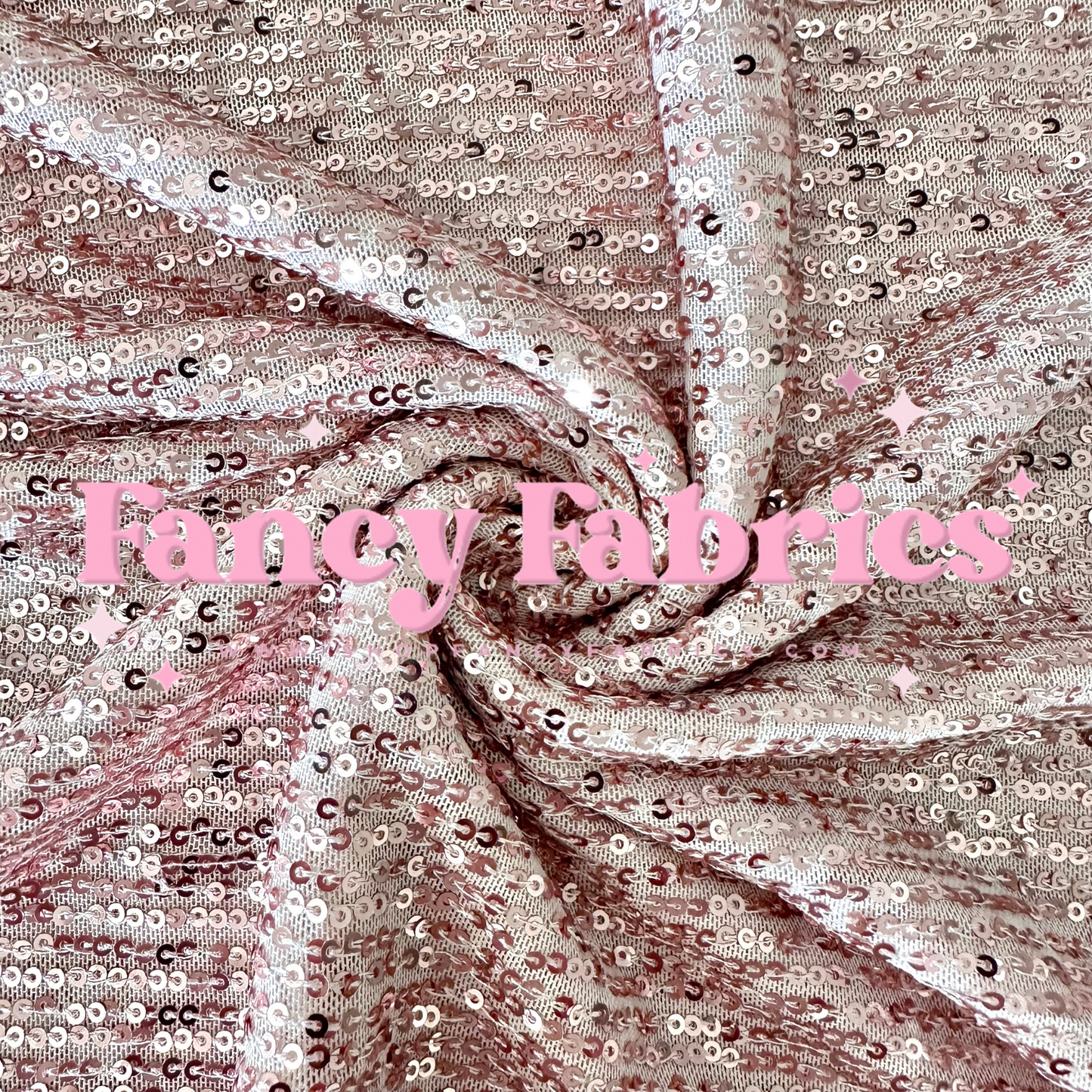 Rose Gold Sequin Mesh Fabric