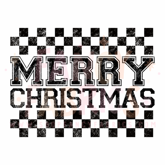 Merry Christmas Checkers | Toddler Size | DTF Transfer