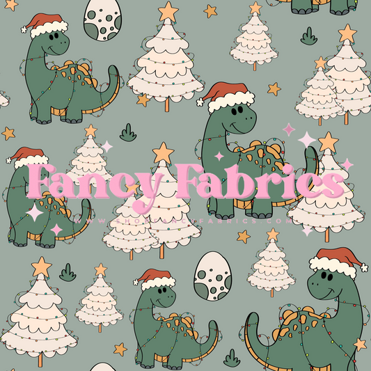 Christmas Dinos (Blue) | PREORDER | By The Yard
