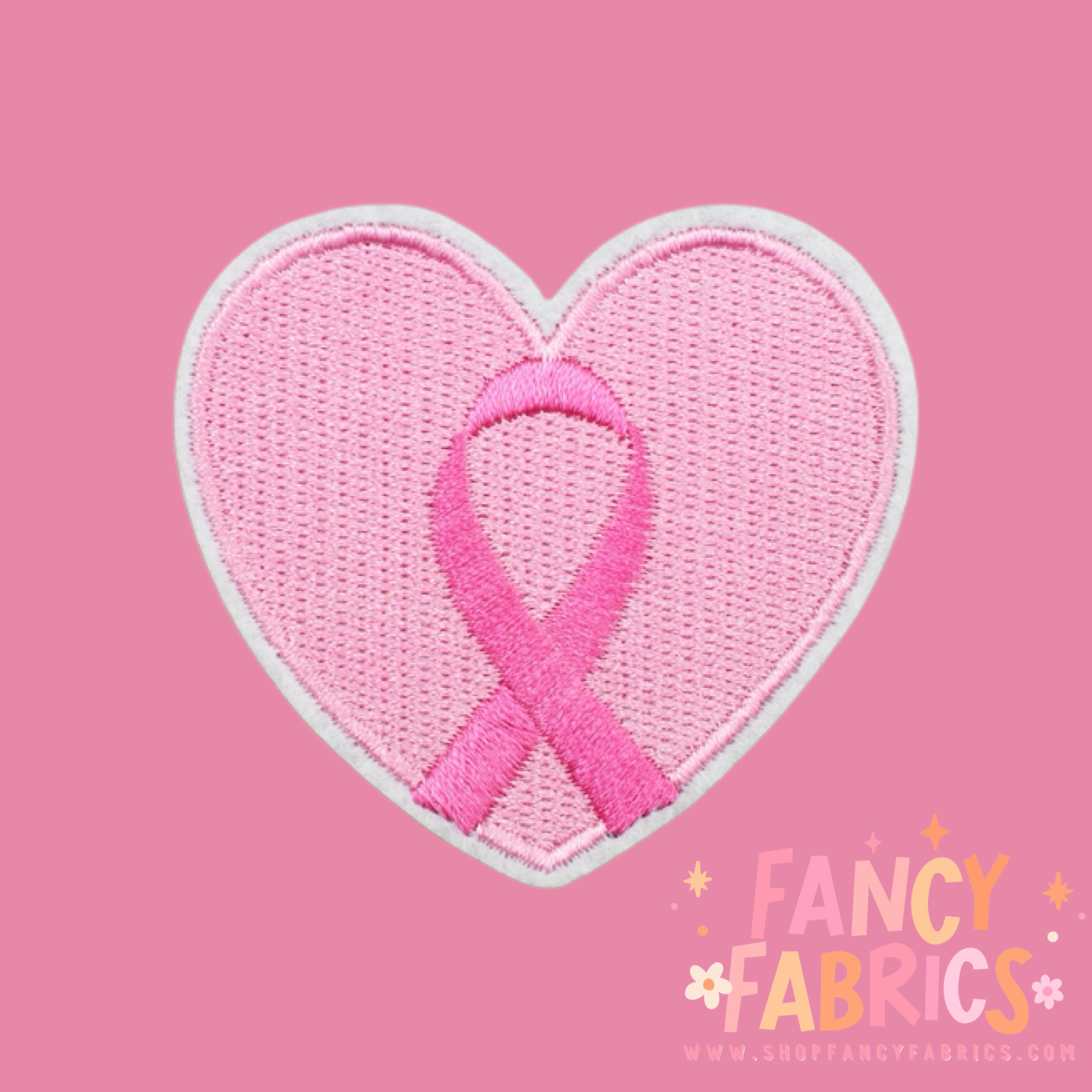 Breast Cancer heart iron on patch