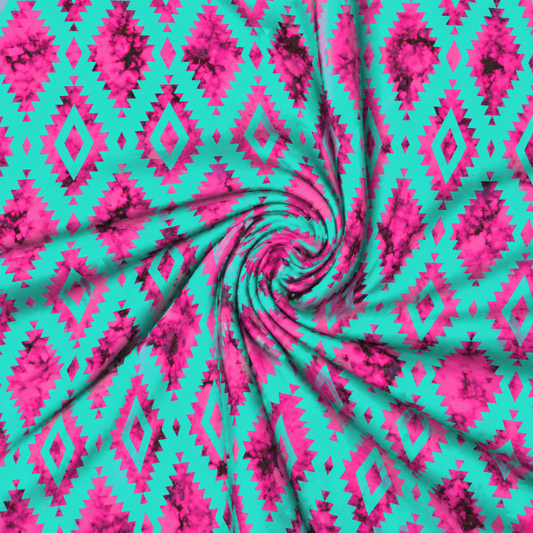 Pink + Turquoise Aztec | Swim | 6x6 Scaling | Ready To Ship